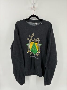 LRG Grey and Green Graphic Crewneck Sweater